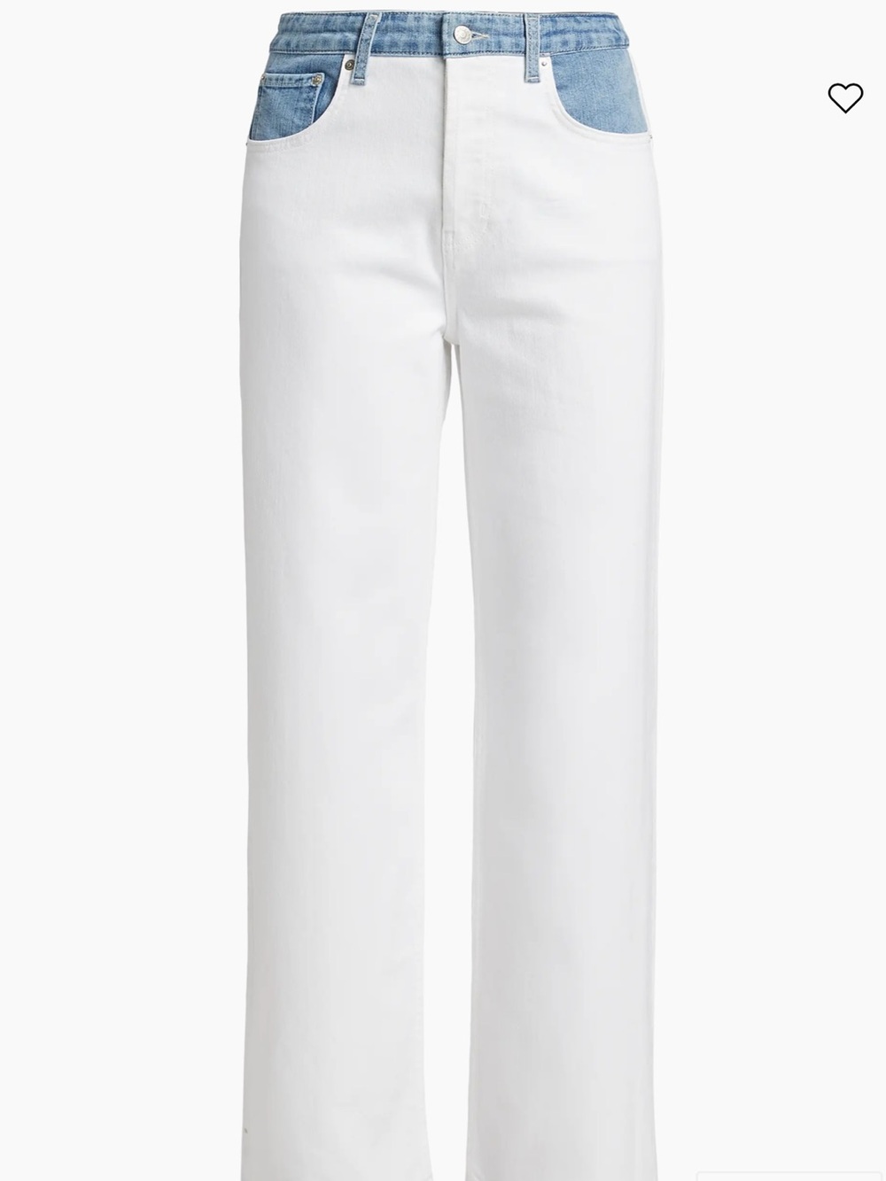 Rails Two-Tone Straight Leg Jeans in White and Light Blue